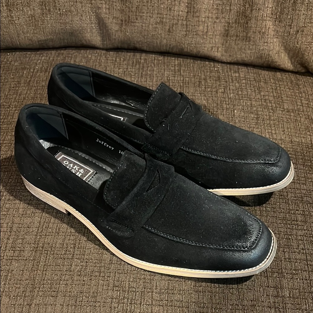 Oak & Rush Men’s Black Suede Loafers Slip-On Shoes